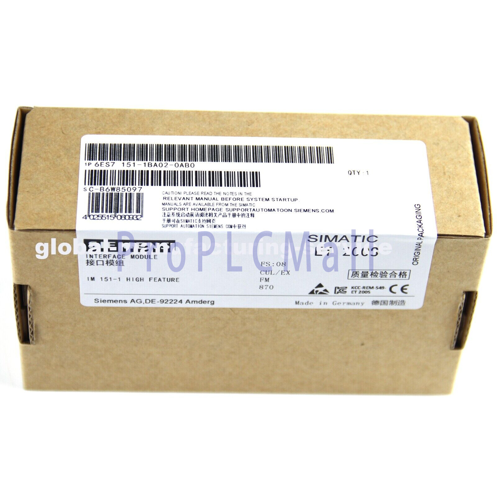 New In Box SIEMENS 6ES7151-1BA02-0AB0 6ES7 151-1BA02-0AB0 Interface Module~