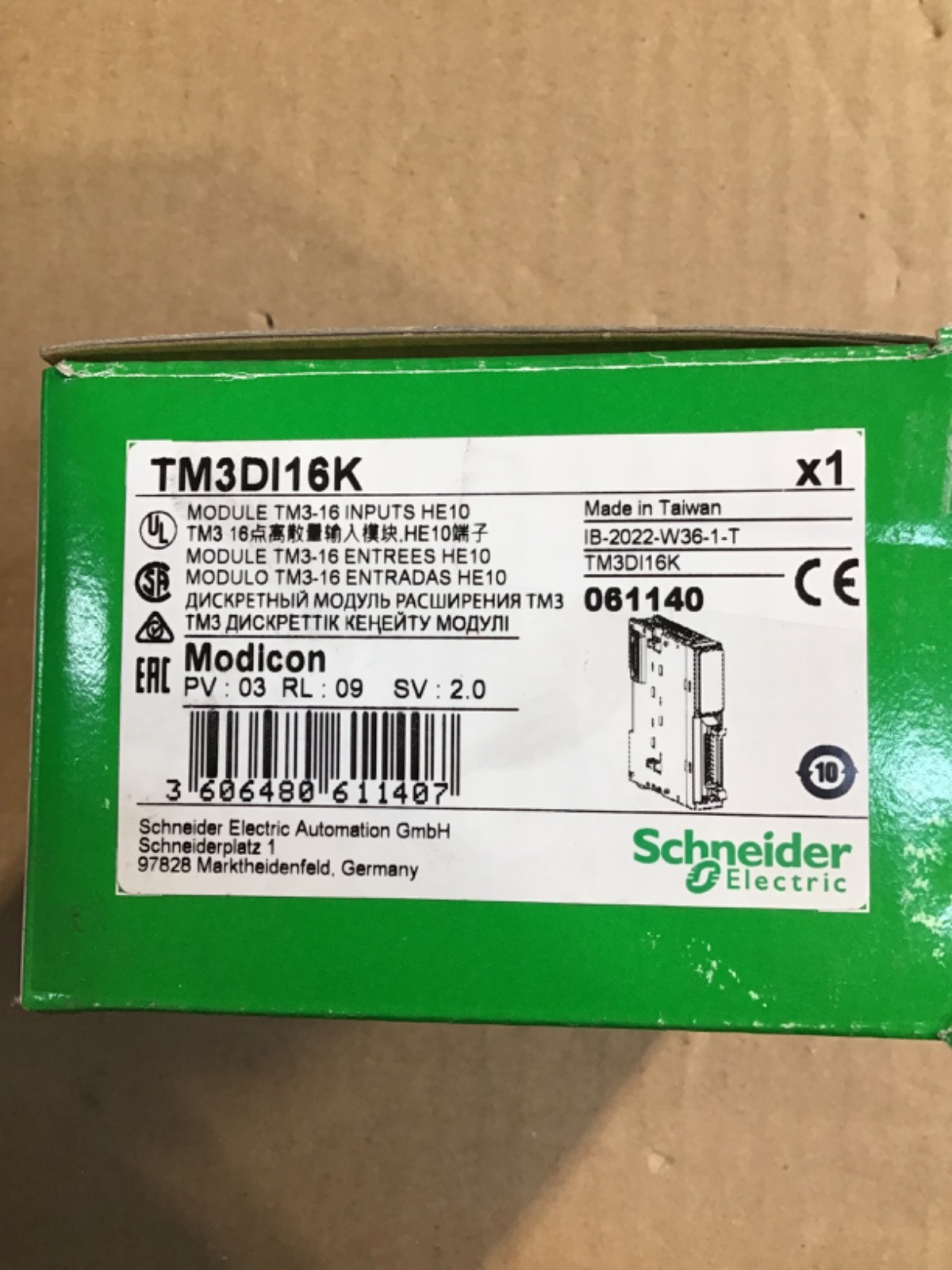 SCHNEIDER ELECTRIC TM3DI16K 16 POINT DISCRETE INPUT MODULE, 24VDC, NEW IN BOX
