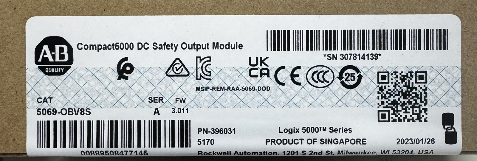 Allen Bradley 5069-OBV8S Compact5000 DC Safety Output Module 5069OBV8S