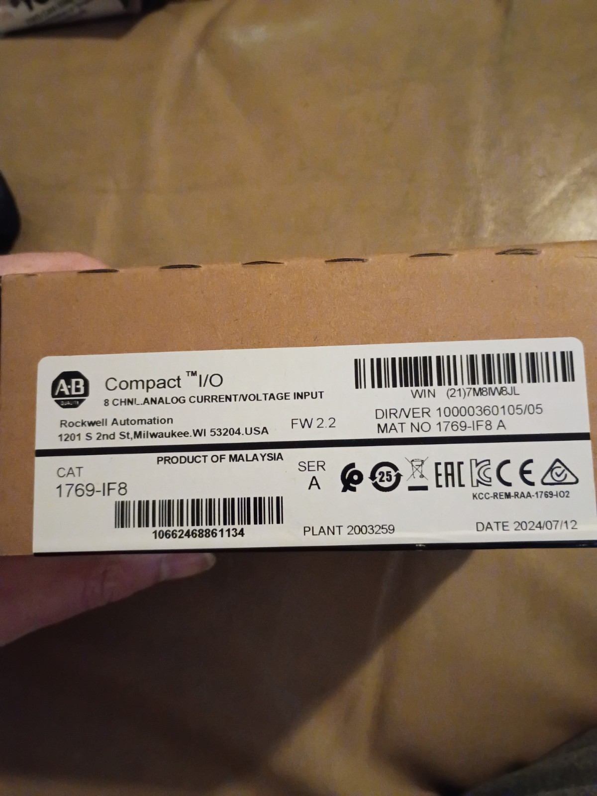 New Factory Sealed AB 1769-IF8/A CompactLogix 8Pt Analog Input Module