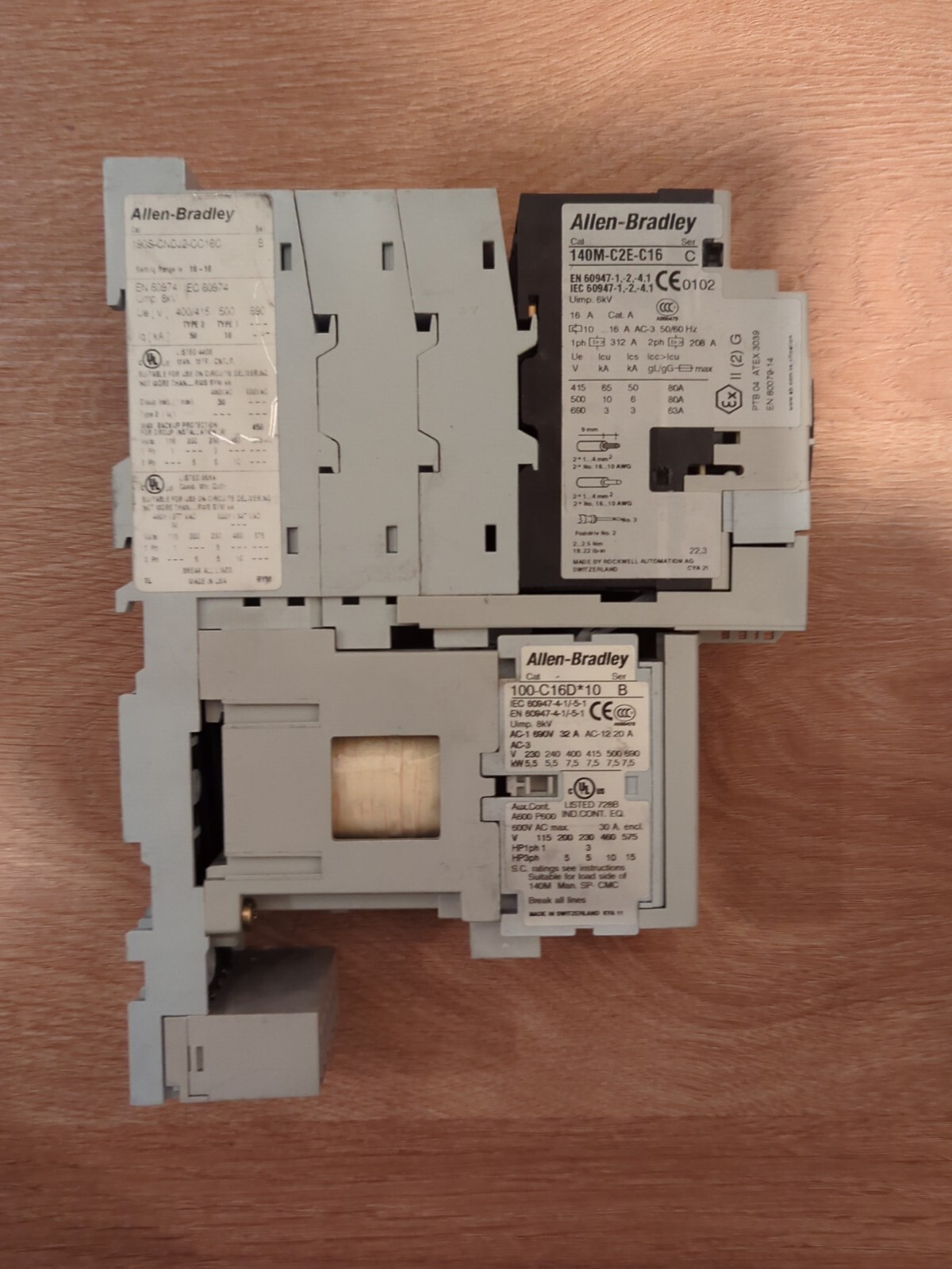 Allen-Bradley 190S-CNDJ2-CC16C & 140M-C2E-C16 & 100-C16D