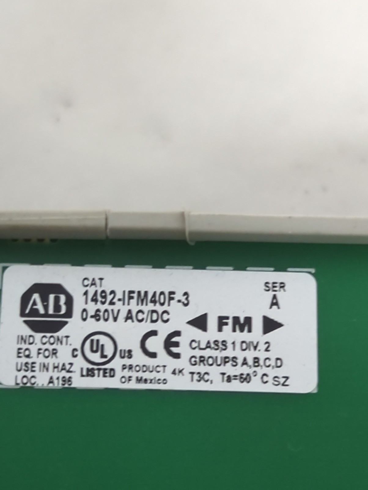ALLEN BRADLEY,1492-IFM40F-3,SERIES A INTERFACE MODULE 0-60V AV/DC PRE-OWNED