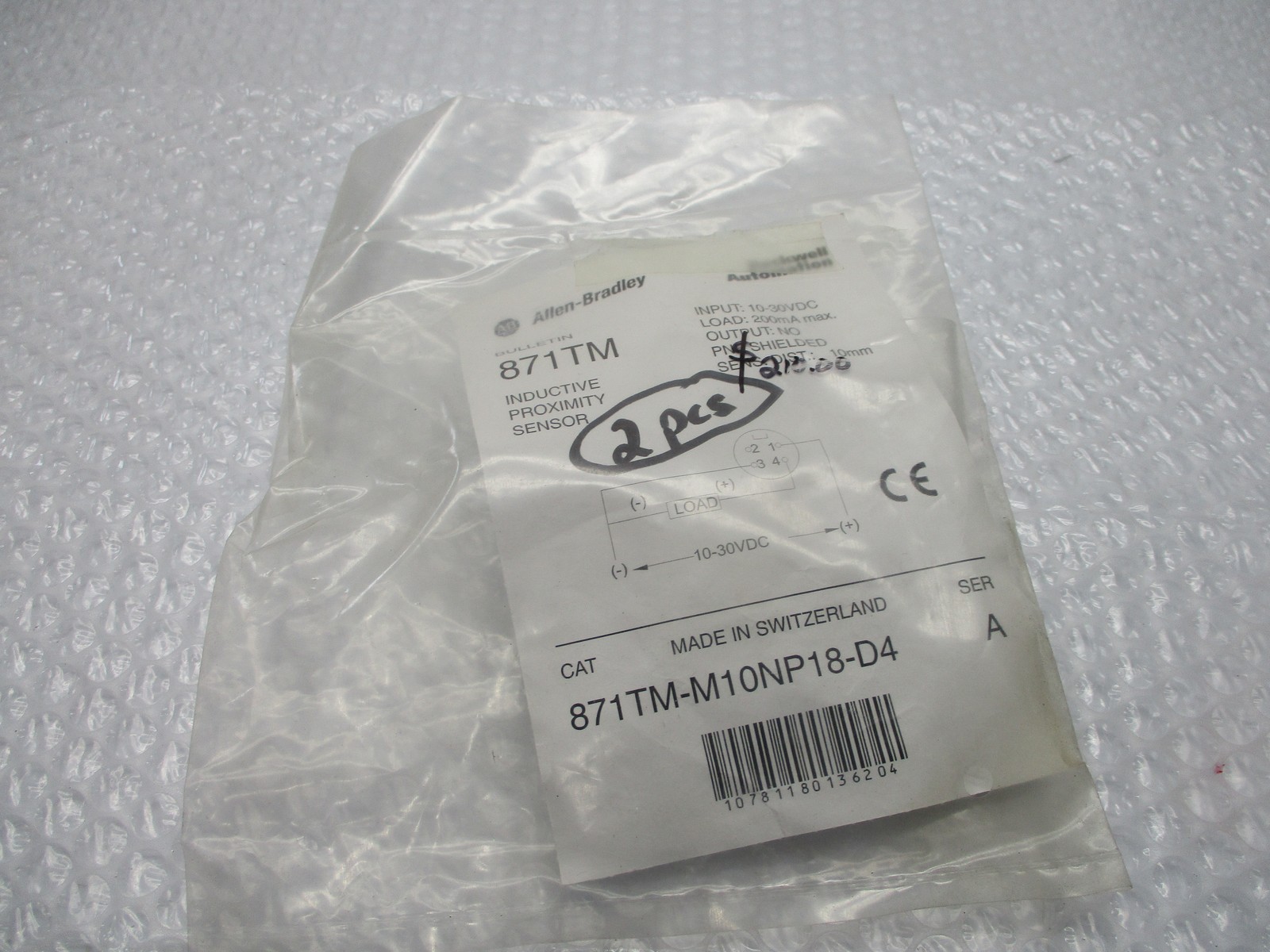 ALLEN BRADLEY 871TM-M10NP18-D4 SER.A SENSOR PKG OF 2 NSMP