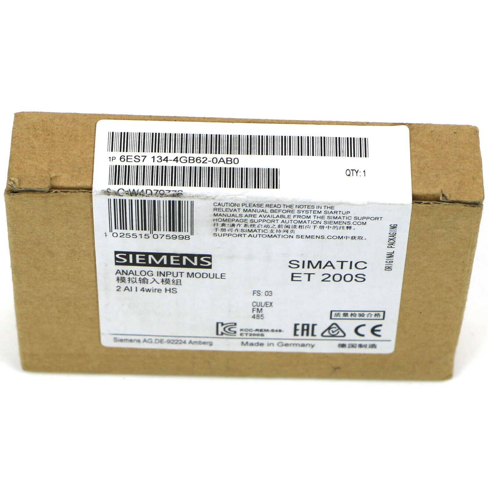 New Siemens 6ES7 134-4GB62-0AB0 6ES7134-4GB62-0AB0 DP Electronics module ET 200S