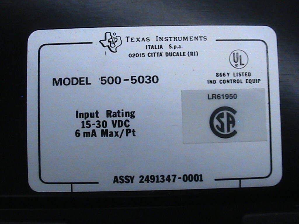 1 NEW TEXAS INSTRUMENT 32 POINT LVDC INPUT MODULE 500-5030 15-30VDC