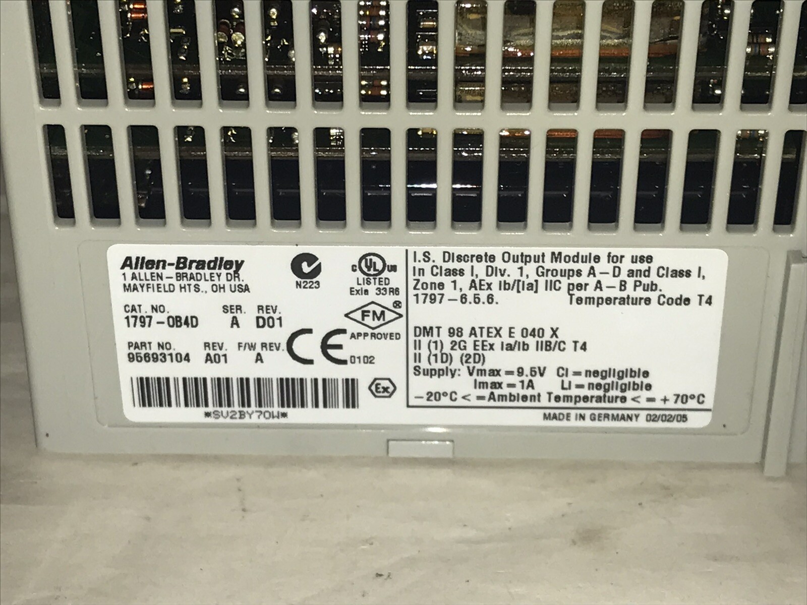 Allen-Bradley 1797-OB4D FlexEX 4 Point Source Output Module IS/EX Discrete