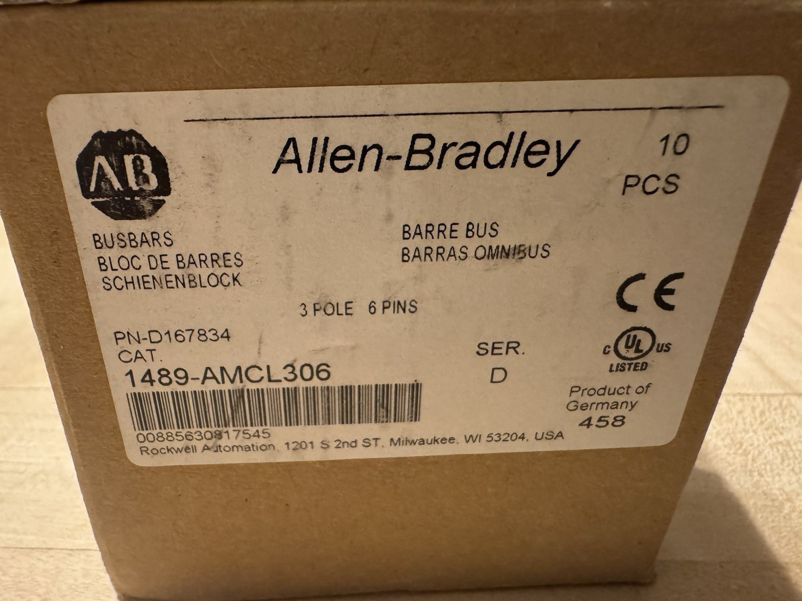 Allen Bradley BARRE BUS 1489-AMCL306 SER D 10pcs