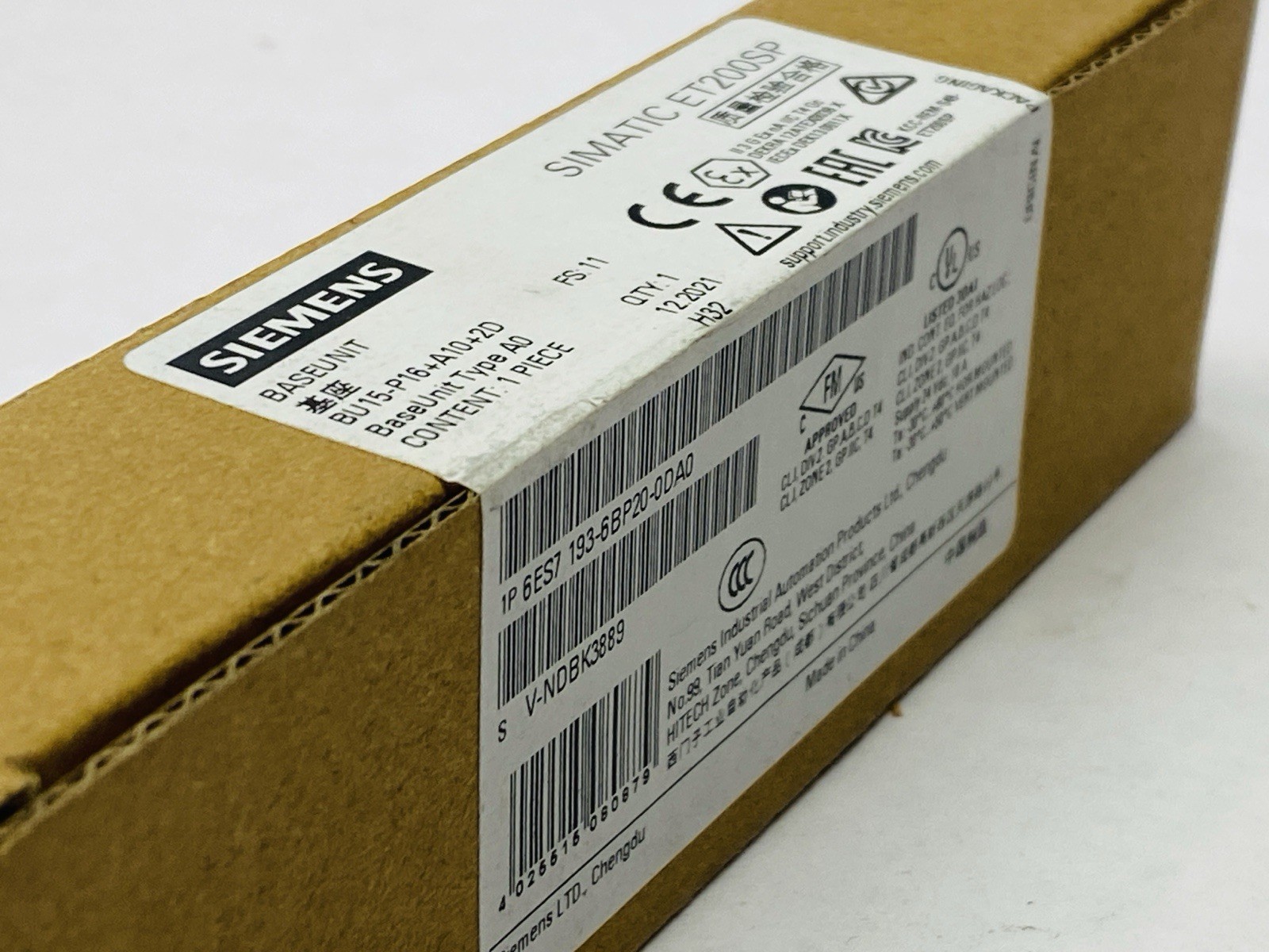 Siemens 6ES7 193-6BP20-0DA0 SIMATIC ET 200SP Base Unit BU15-P16+A10+2D