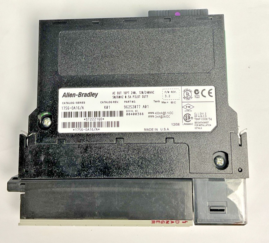 ALLEN BRADLEY 1756-0A16/A AC OUTPUT 120/240VAC 50/60HZ 0.5A 1756-0A16 SER.A