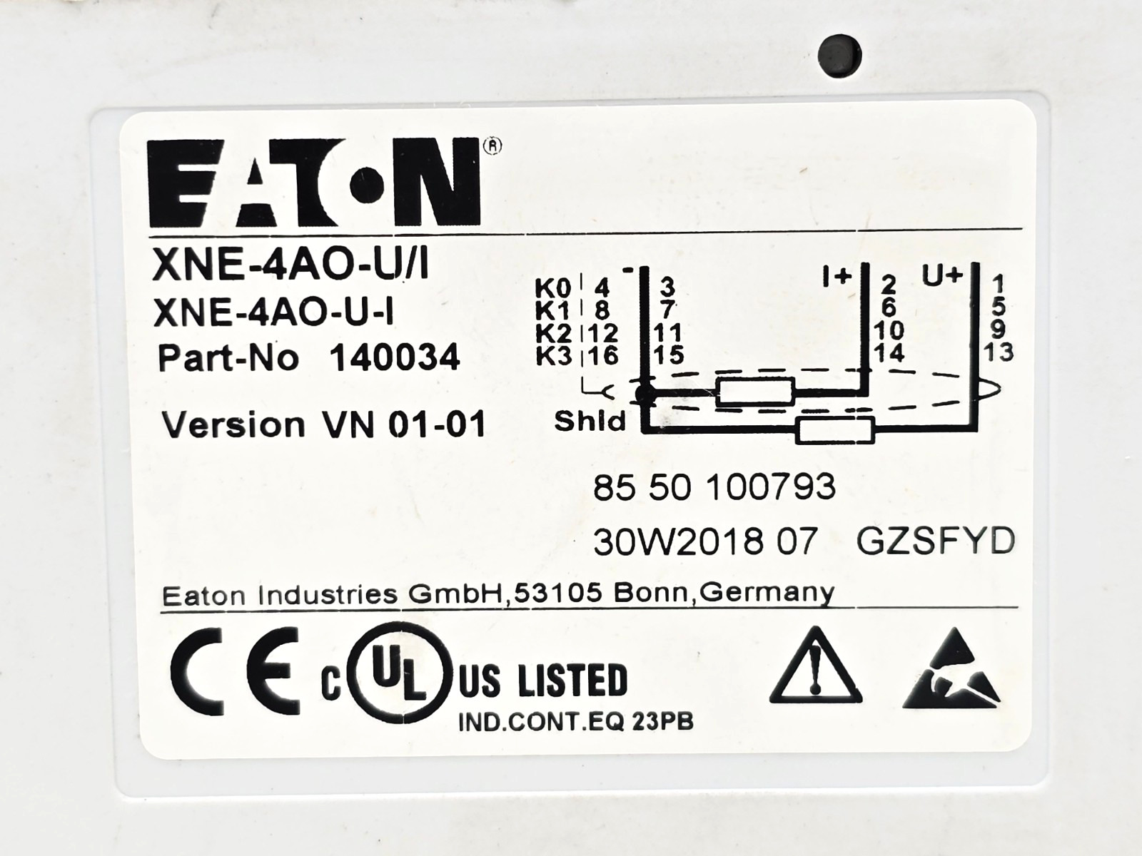 Eaton XI/ON ECO 140034 Digital Output Module VN 01-01 ( xne-4ao-u/i )