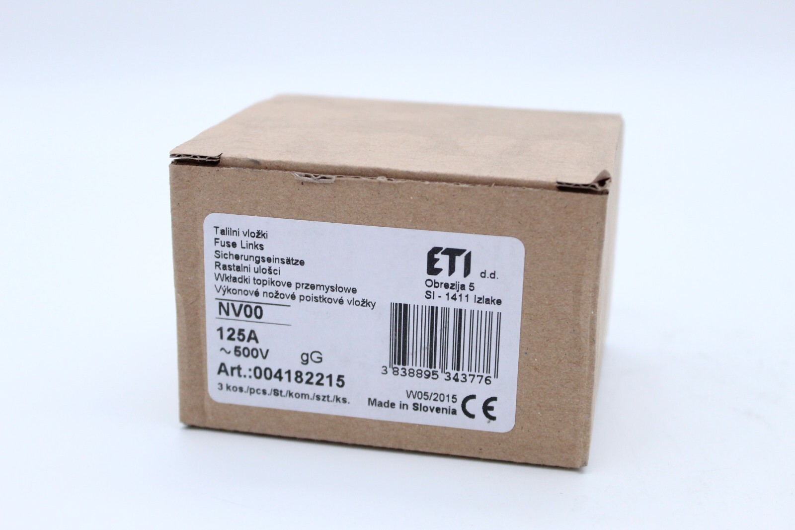 ETI NV00 124A 500V, 004182215, 3 Piece