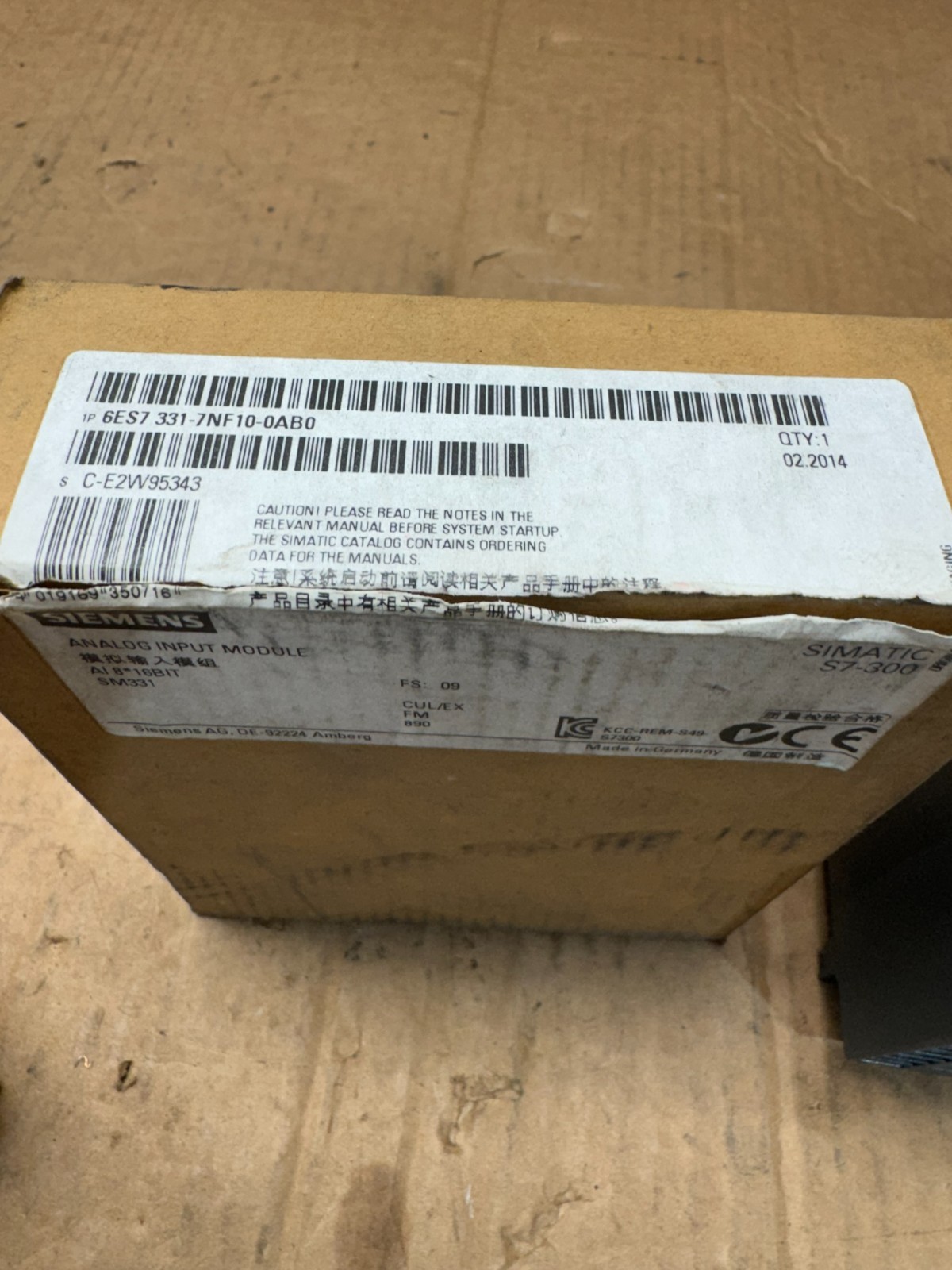 NEW IN BOX SIEMENS SIMATIC S7-300 ANALOG INPUT MODULE 6ES7 331-7NF10-0AB0