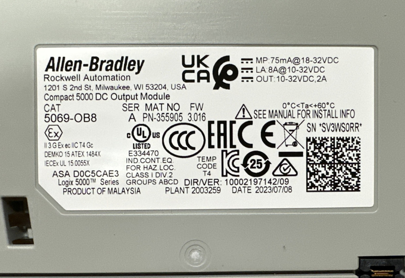 ALLEN-BRADLEY 5069-OB8 LOGIX 5000 COMPACT 5000 DC OUTPUT MODULE **NEW IN BOX**