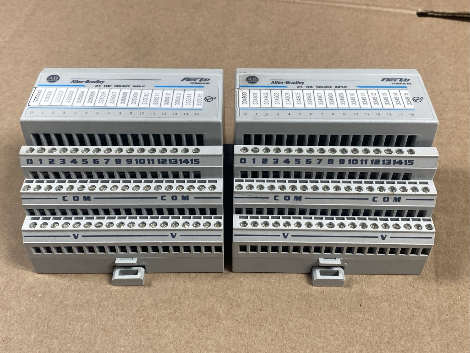 LOT (2) Allen Bradley 1794-IV16 /A Flex I/O Input Module & 1794-TB3 Base 120VAC
