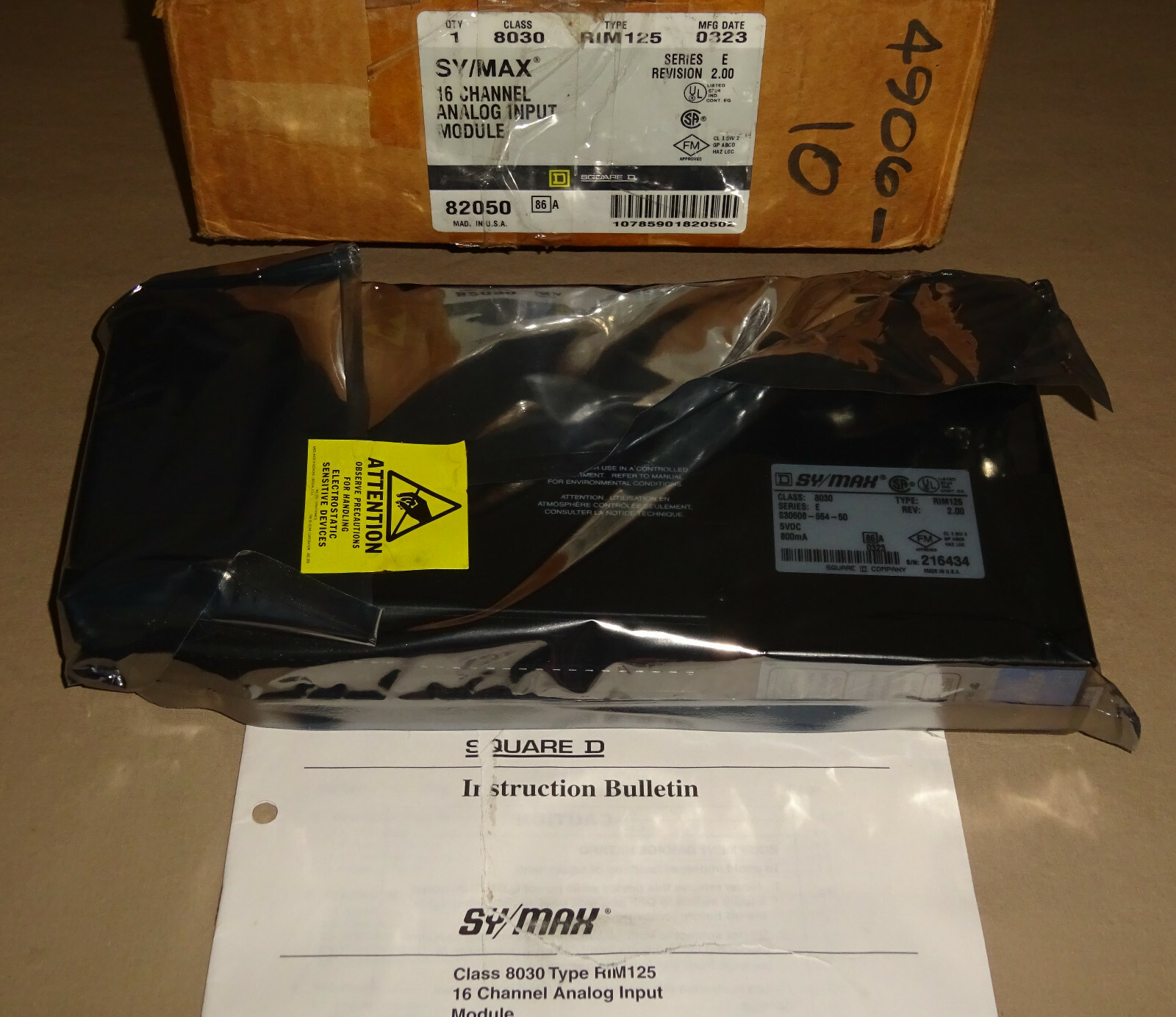 Square D SY/Max 8030 RIM125 Analog Input Module 8030RIM125 16 Channel SYMAX NEW