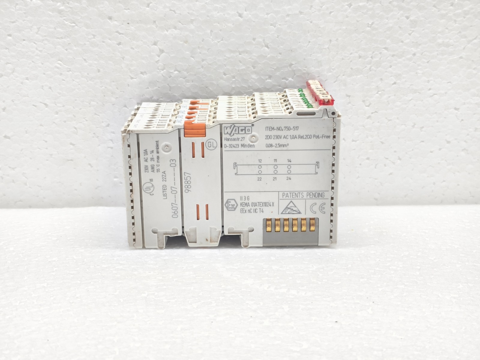 WAGO 750-517 I/O MODULE 2 DIGITAL 250VAC 1.0A LOT OF 5PCS