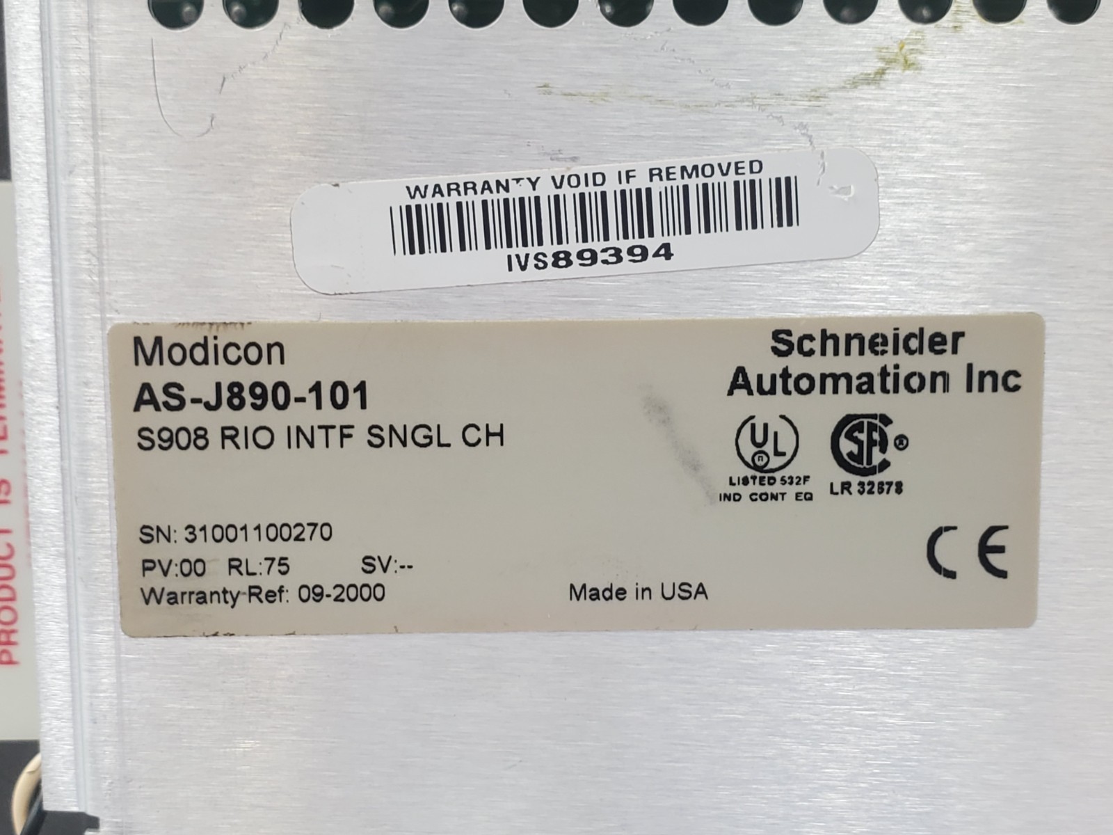 Schneider Automation AS-J890-101 Interface Remote I/O Processor Module
