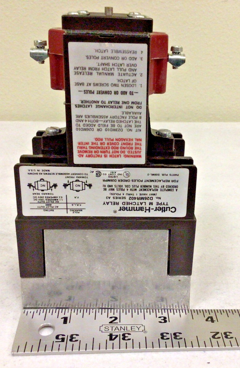 NEW, EATON / CUTLER HAMMER D26MR402 TYPE M RELAY 600V W/LATCH, SERIES A3