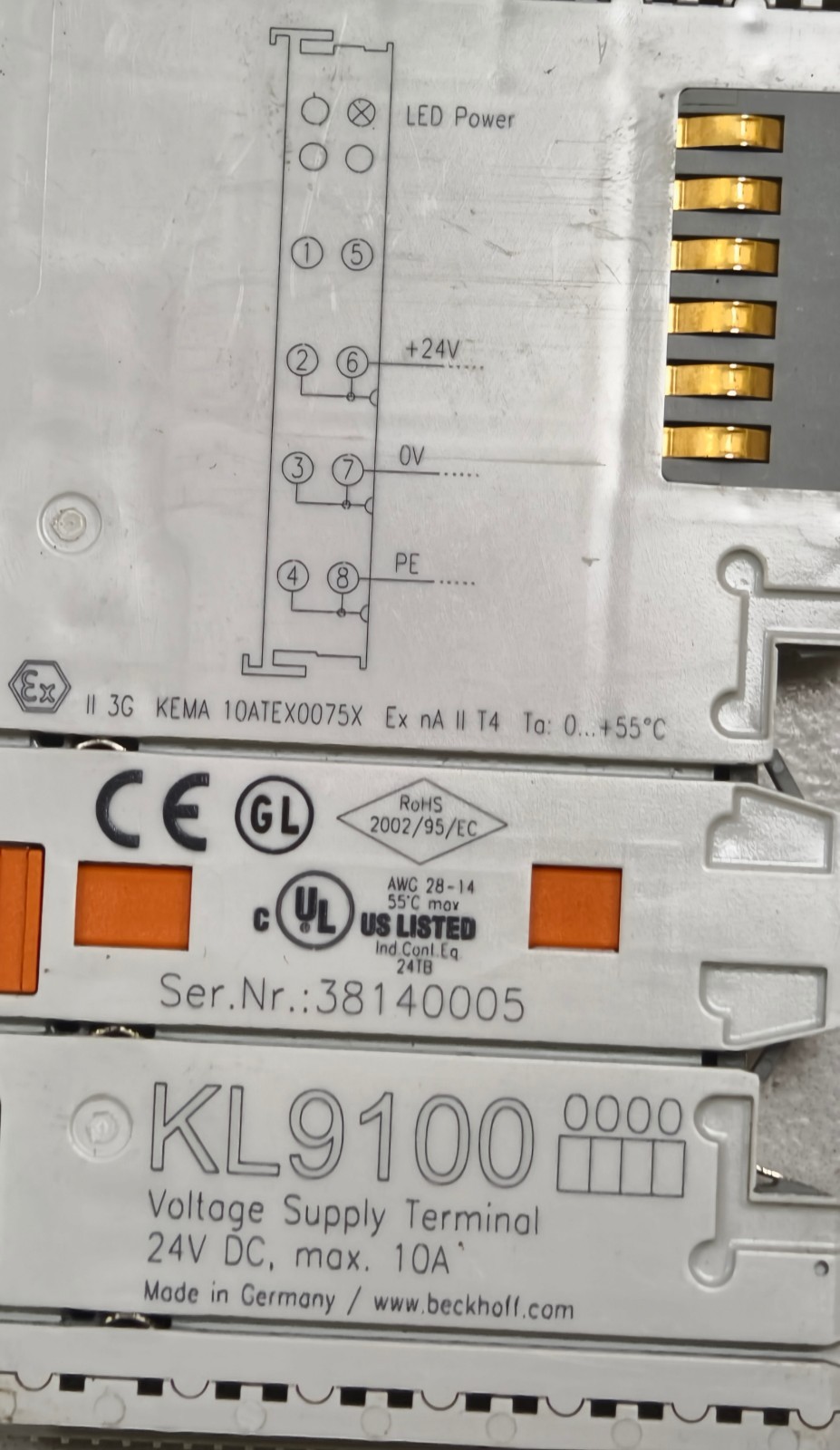 Beckhoff KL9100 Power Feed Voltage Supply Potential 24VDC Terminal
