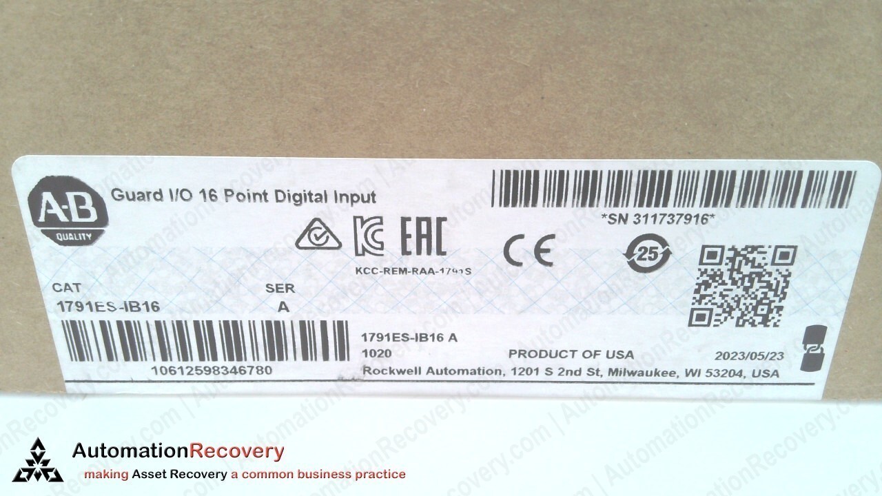 ALLEN BRADLEY 1791ES-IB16 SER A, GUARD I/O 16 PT DIGITAL INPUT MODULE, N #327956