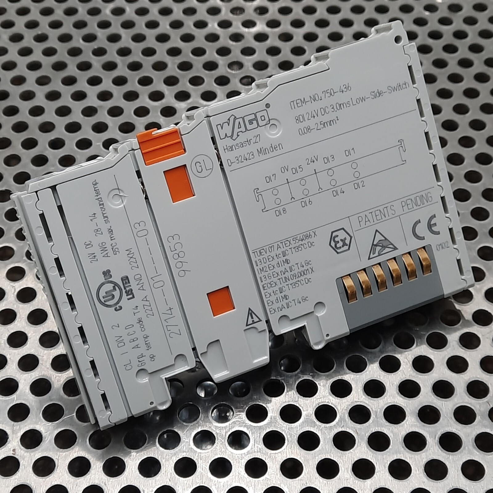 WAGO 750-436 8-Channel Digital Input; 24 VDC; 3 ms; Low-side Switching
