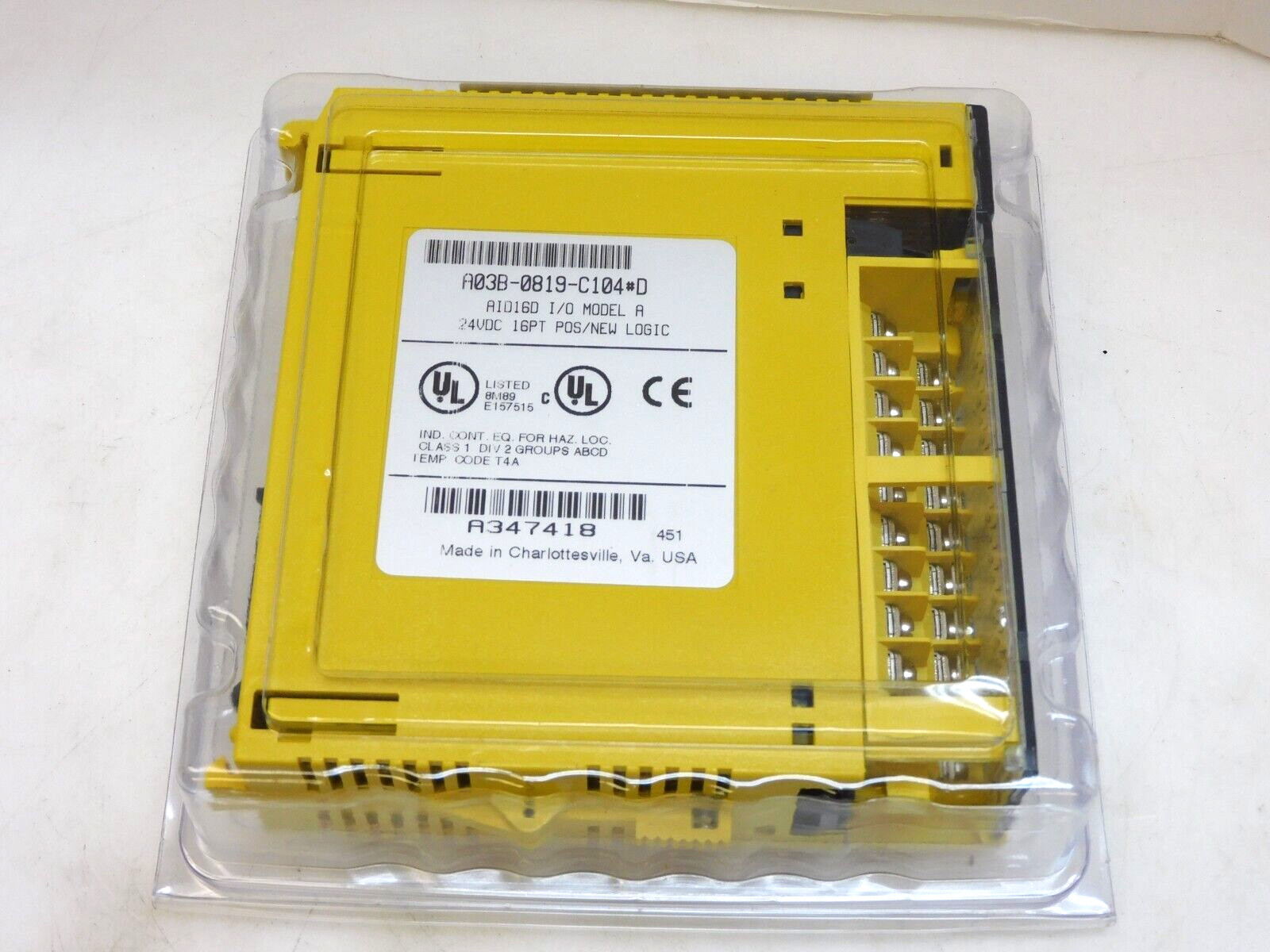 GE FANUC A03B-0819-C104#D AID16D I/O MODEL A 24VDC 16PT POS/NEW LOGIC