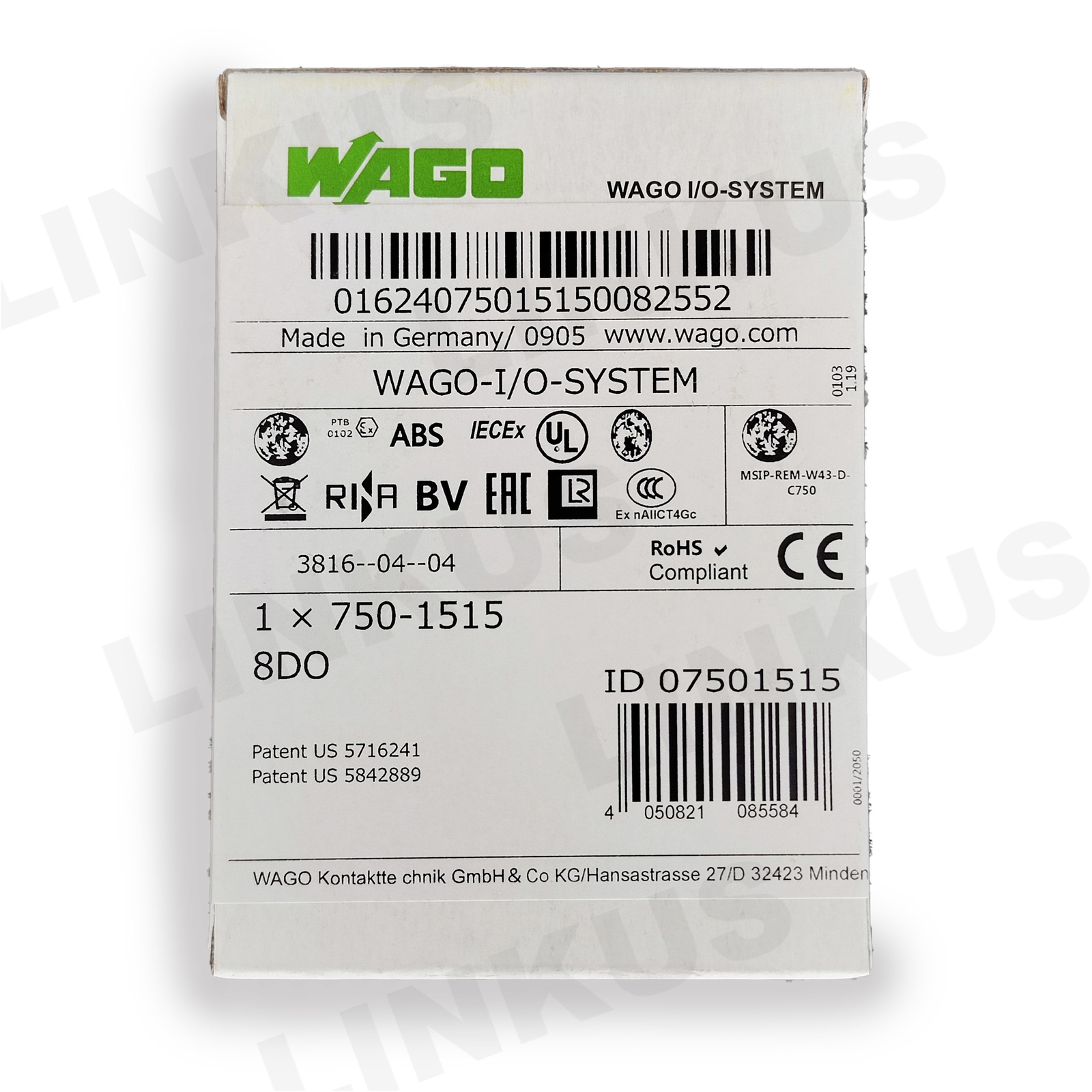 New In Box WAGO 750-1515 8DO 8-Channel Digital Output 24 VDC 0.5 A 2-Conductor