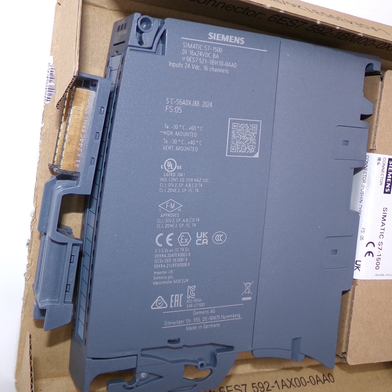 Siemens SIMATIC S7-1500 16x24VDC Digital Input Module 6ES7521-1BH10-0AA0