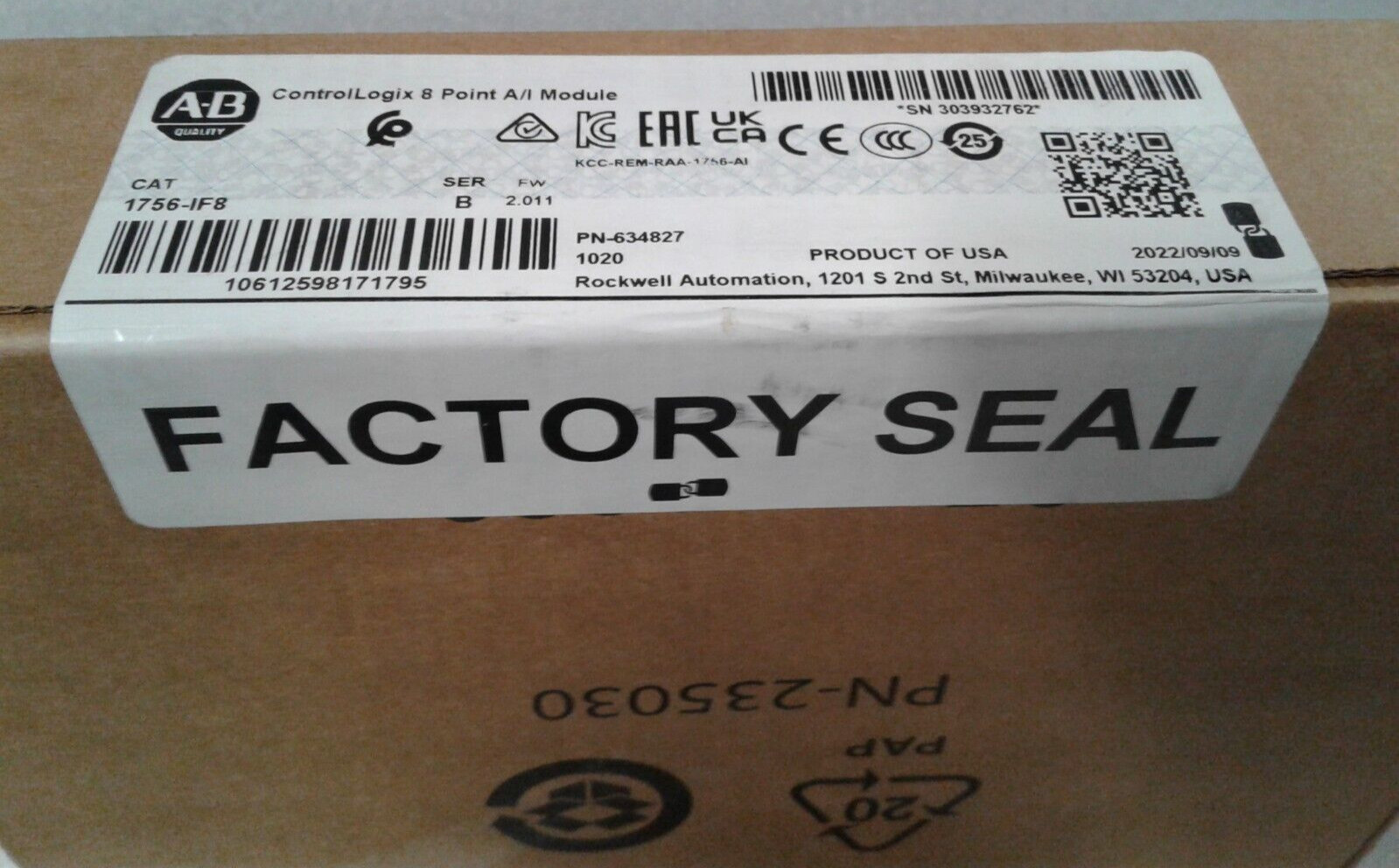 Allen Bradley 1756-IF8 Series B FW 2.011 Module 2022 – New in Factory Sealed Box