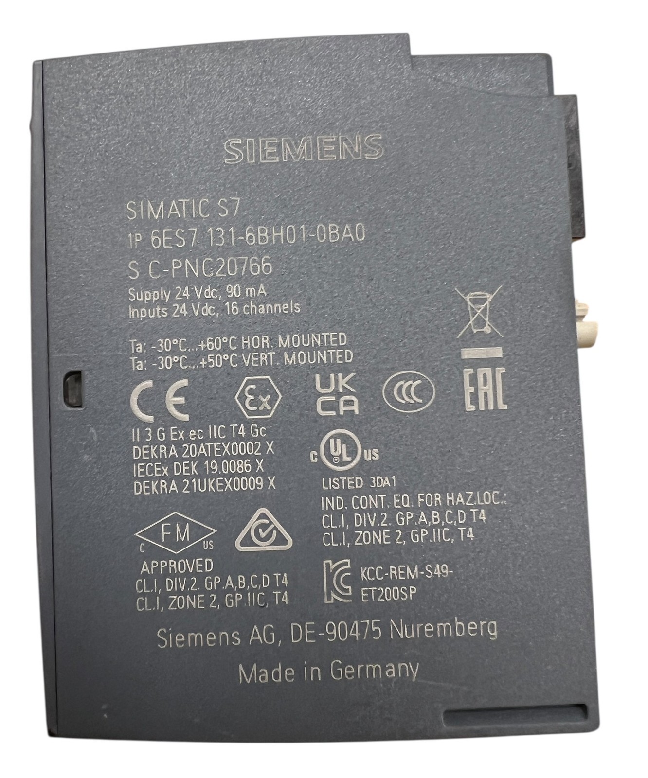 SIEMENS 6ES7131-6BH01-0BA0 SIMATIC ET Digital Input Module 200SP E:20 -used-