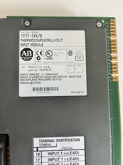Allen Bradley 1771-IXE Series D Thermocouple Millivolt Input Module PLC 5
