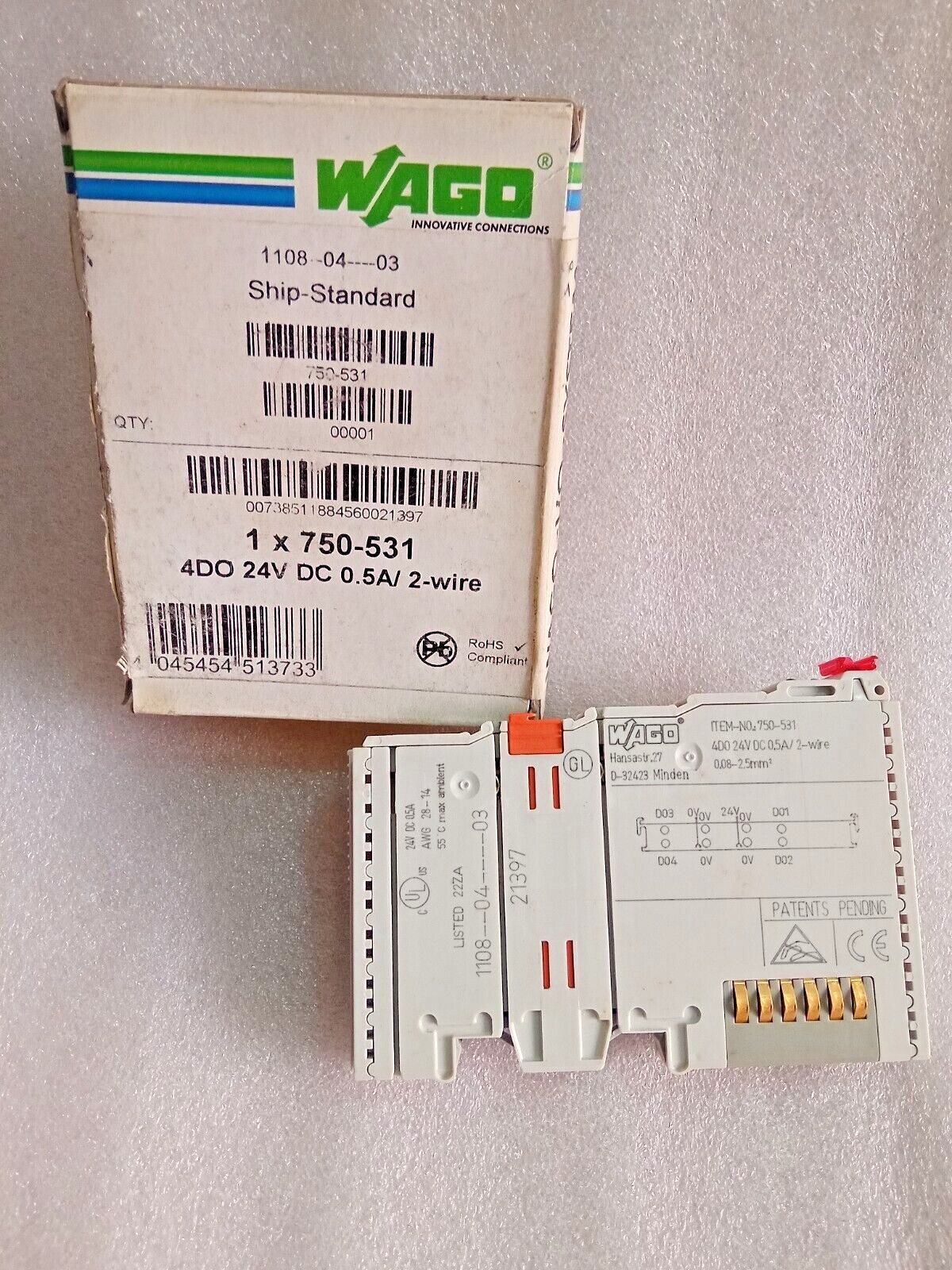 WAGO 750-531 4DO 24V DC 0.5A/2-WIRE 4 CHANNEL DIGITAL OUTPUT MODULE NEW