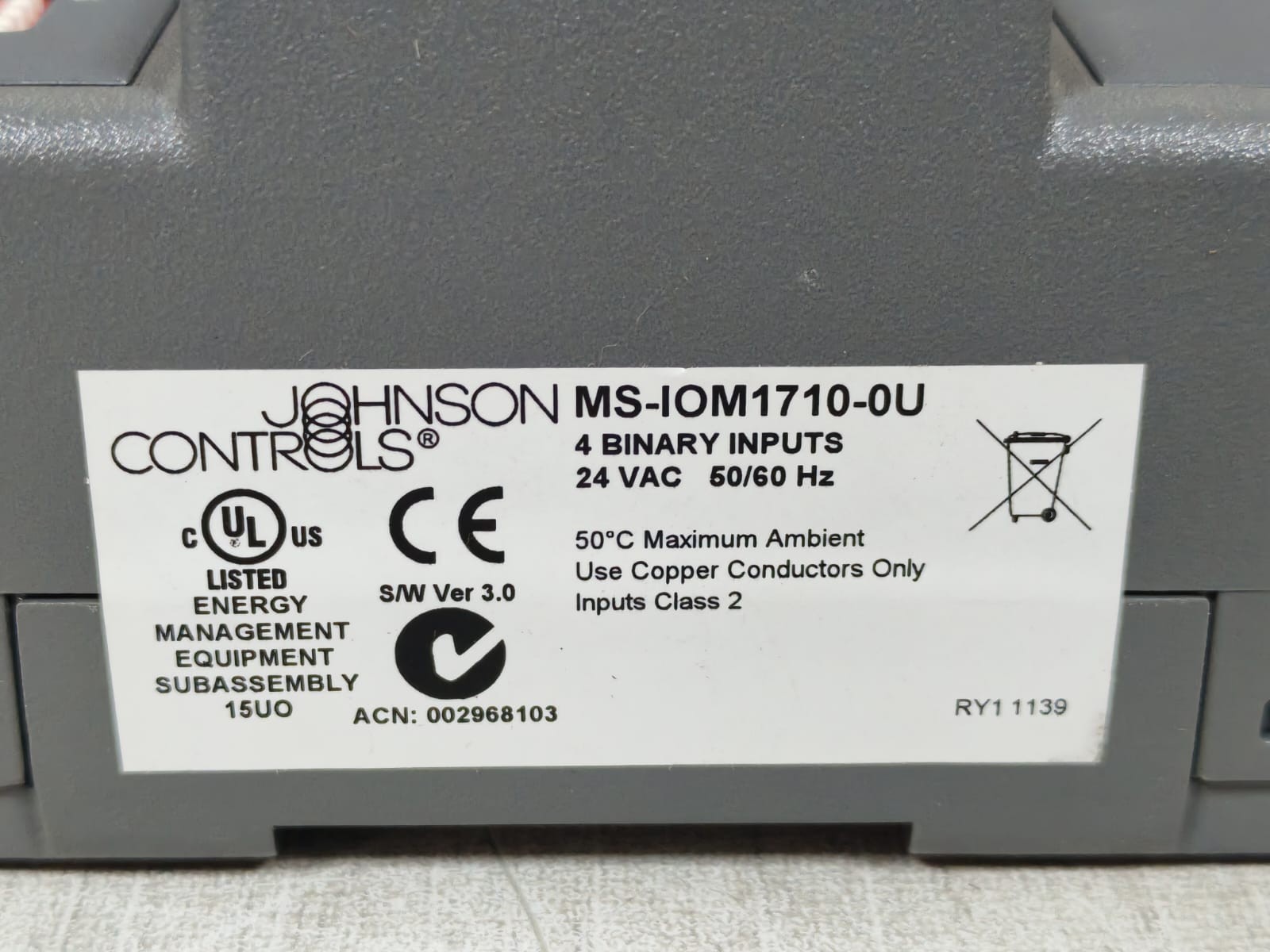Johnson Controls MS-IOM1710-0U Input Module With 4 Binary Inputs-New Without Box