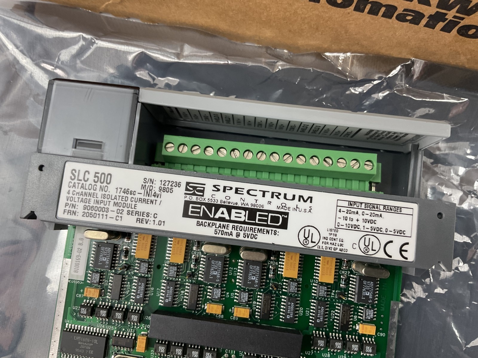 Spectrum Controls SLC 500 1746sc-INI4vi 4CH Analog Input Module 9060003-02