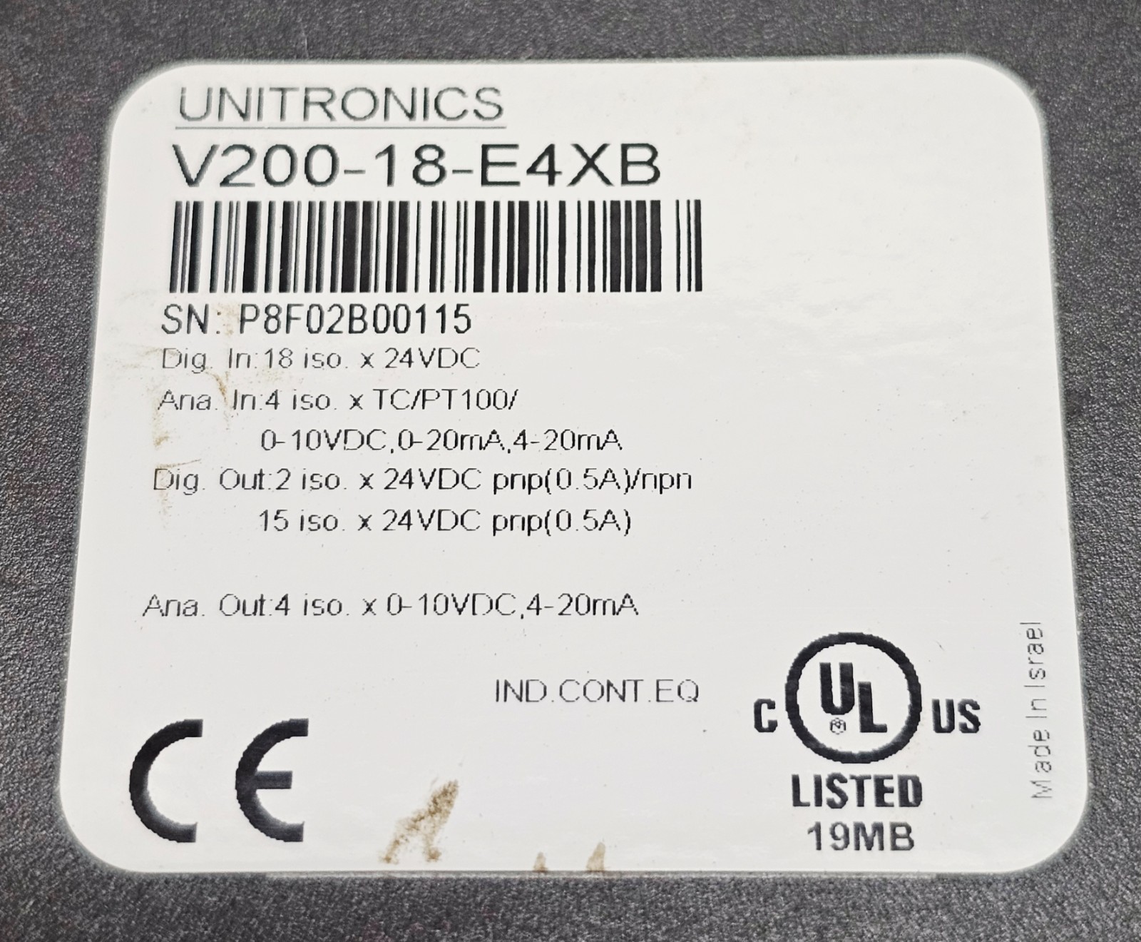 UNITRONICS V200-18-E4XB SNAP-IN I/O MODULE ANALOG/DIGITAL (NEW OPEN BOX) #1