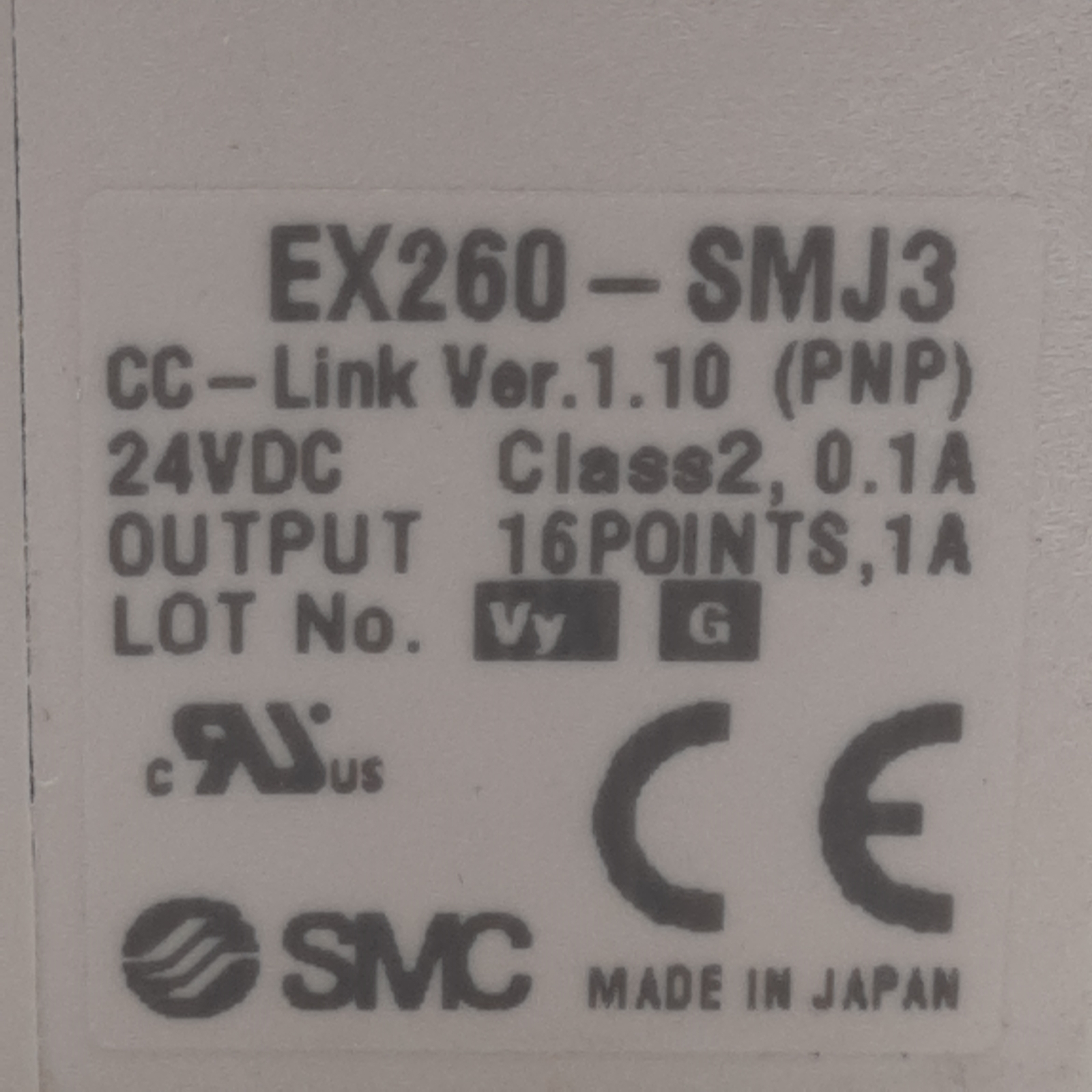 SMC EX260-SMJ3 Serial Interface Unit, CC-Link, 16-Points, PNP, M12 4-Pin, 24VDC