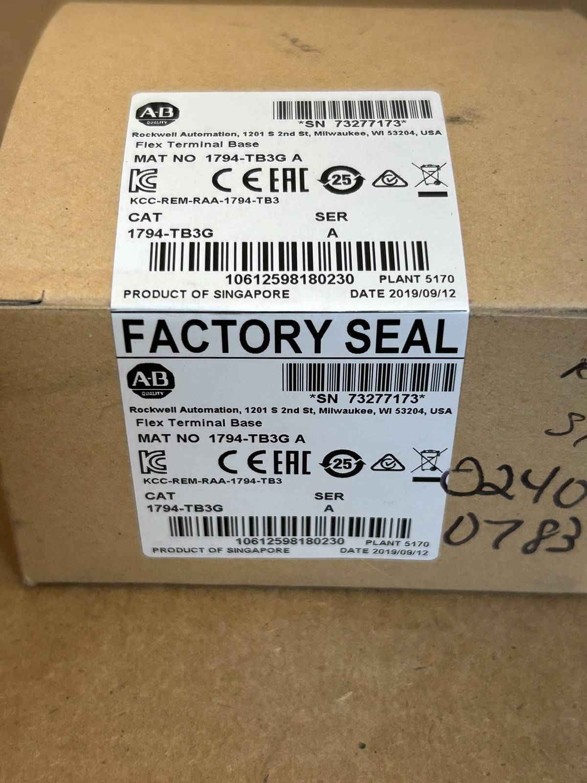 Allen-Bradley 1794-TB3G /A Flex Terminal Base Module 1794TB3G New Factory Sealed