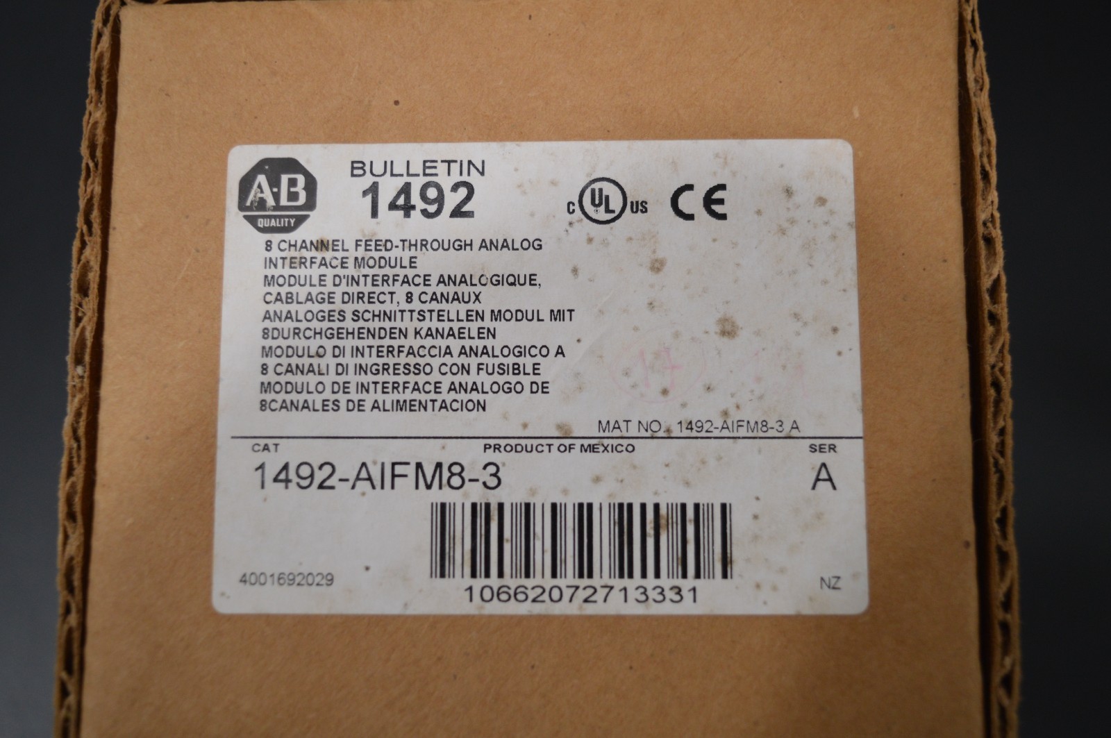 Allen Bradley ‘1492-AIFM8-3’ Feed Through Analog Interface Module 8 Channel
