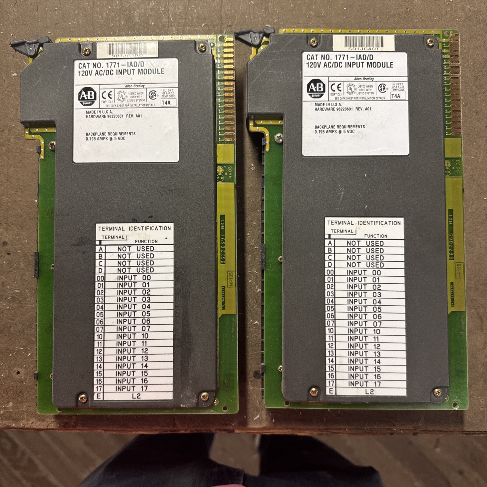 2 Lot – CAT. NO. 1771-IAD D 120V AC/DC INPUT MODULE