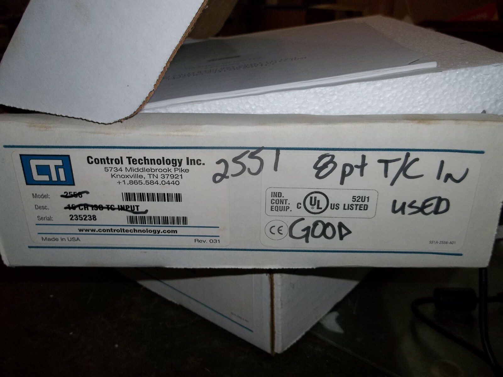 CONTROL TECHNOLOGY CTI 901E-2551-A THERMOCOUPLE INPUT ISOLATED 8 CHANNEL (E1)