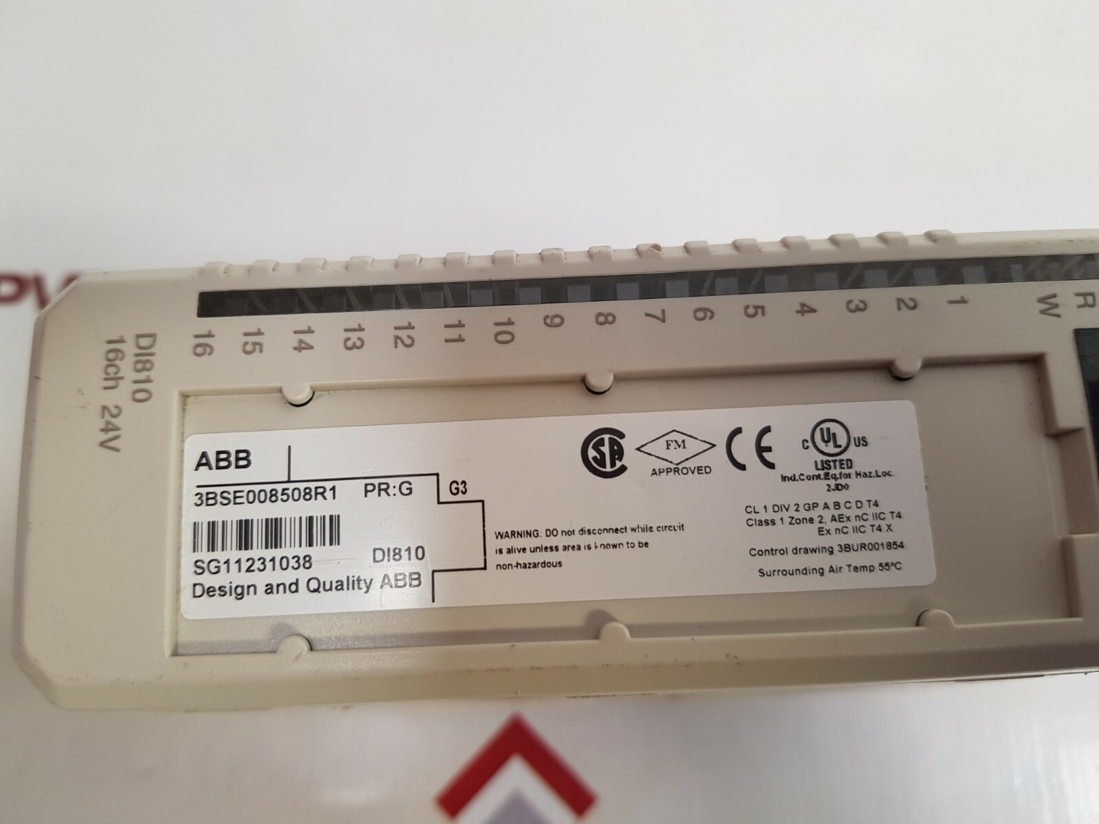 ABB 3BSE008508R1 Digital Input Module DI810 PR: G 16CH 24V