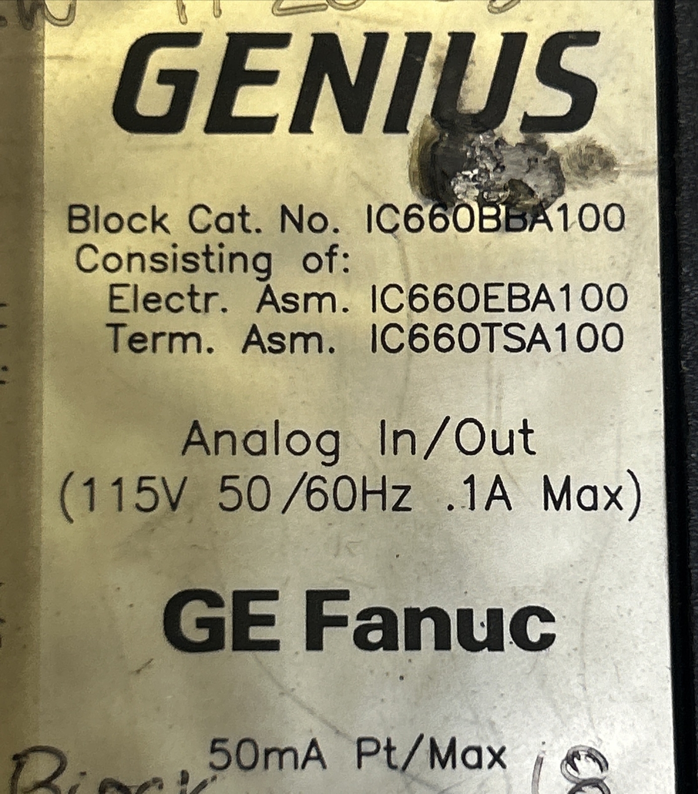 GE FANUC,IC660BBA100,GENIUS BLOCK ANALOG I/O MODULE
