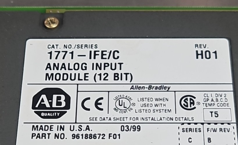 Allen Bradley 1771-IFE/C REV.01 Analog Input Module Loc3D68