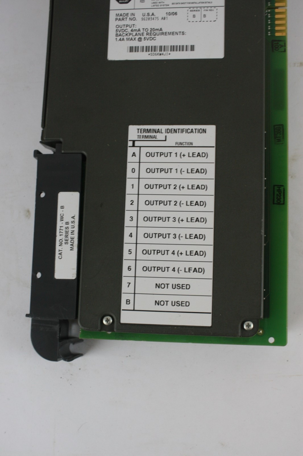 Allen-Bradley 1771-OFE2/B Analog Output Module. REV: AB3, SER: B