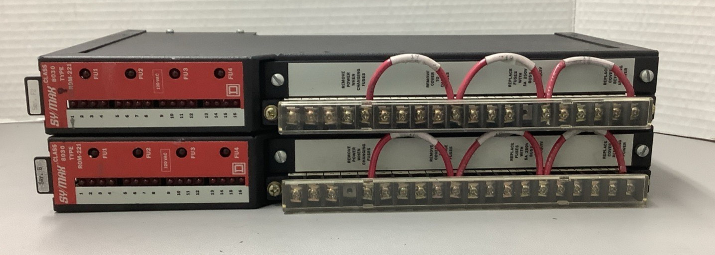Lot of 2 Square D SY/MAX 8030 ROM-221 Output Module 30619-502-50 120VAC (b506)