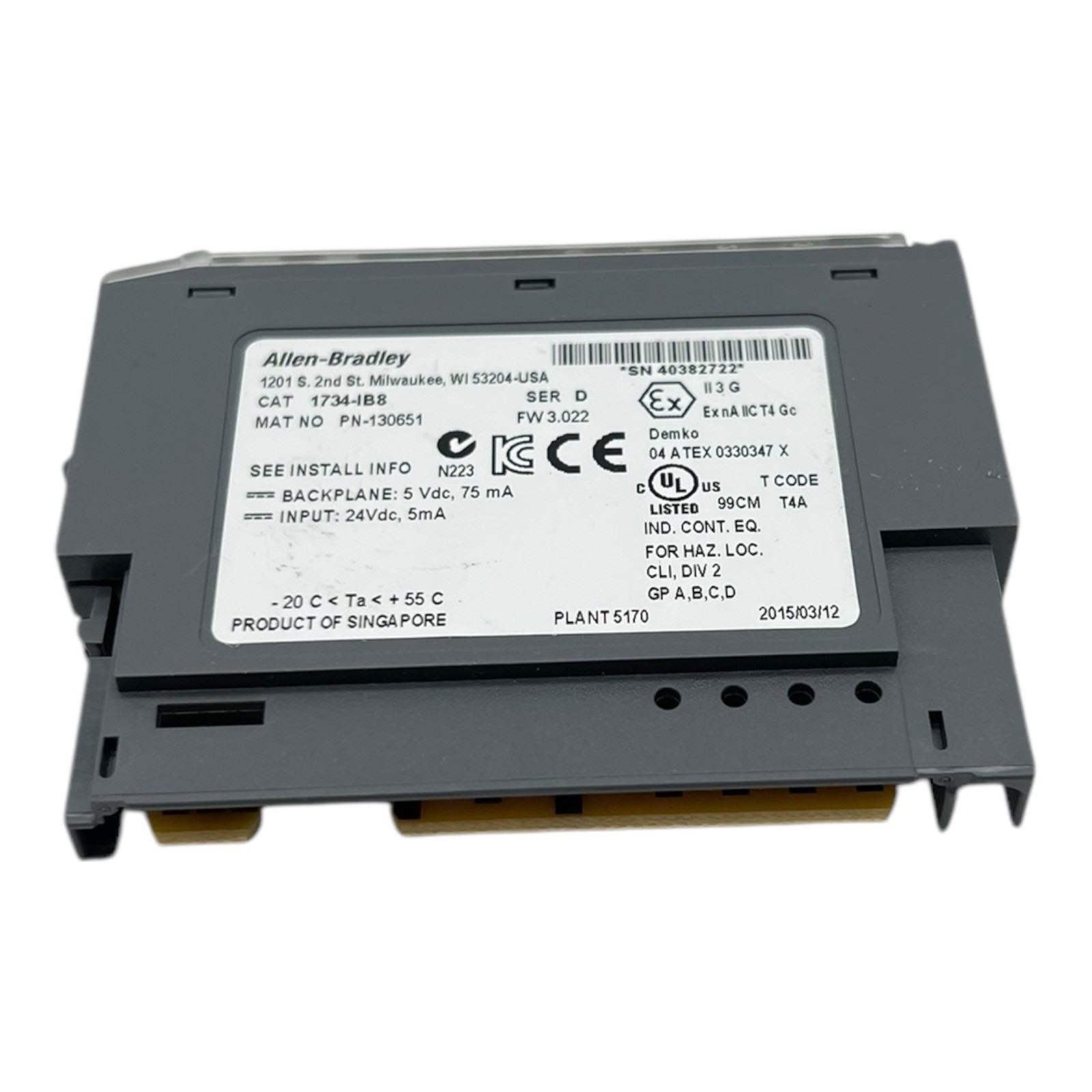 Allen Bradley 1734-IB8 Ser D Module PN-130651