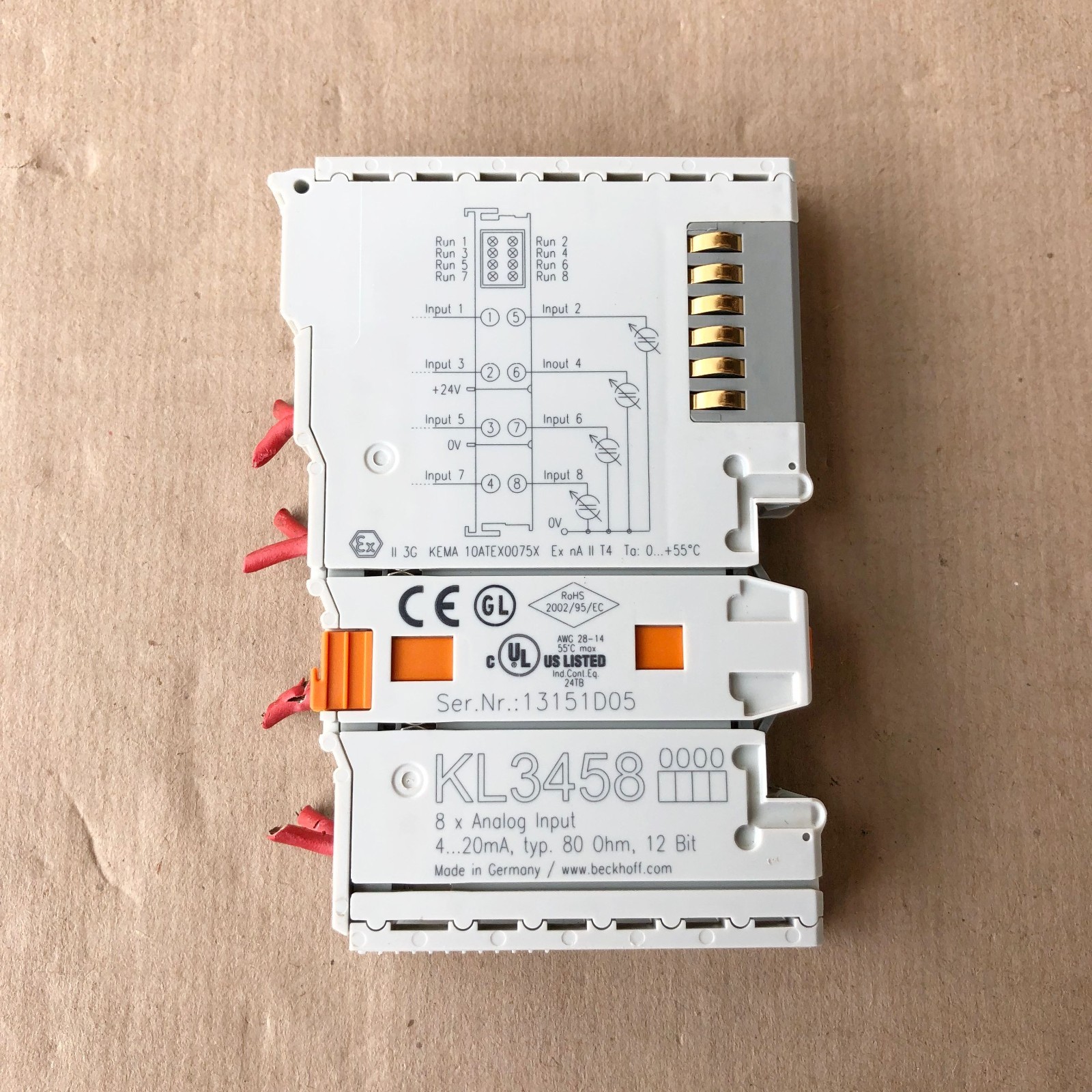 BECKHOFF KL3458 BUS TERMINAL 8-CHANNEL ANALOG INPUT MODULE
