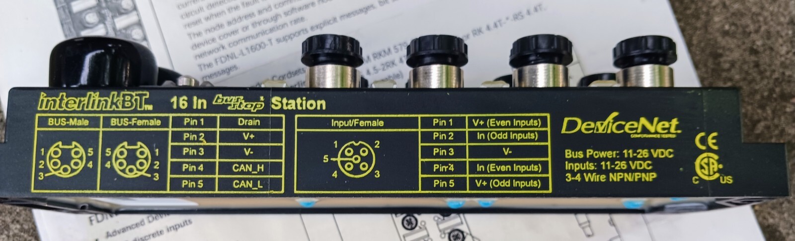 Turck Interlink BT Bus Stop DeviceNet Network Station Module FDNL-L1600-T