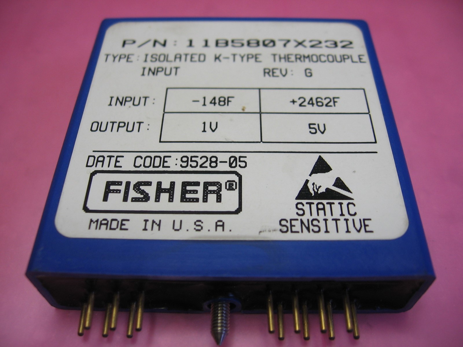 Fisher-Rosemount Isolated K-Type Thermocouple Input Mod. 11B5807X232 -148/+2462F
