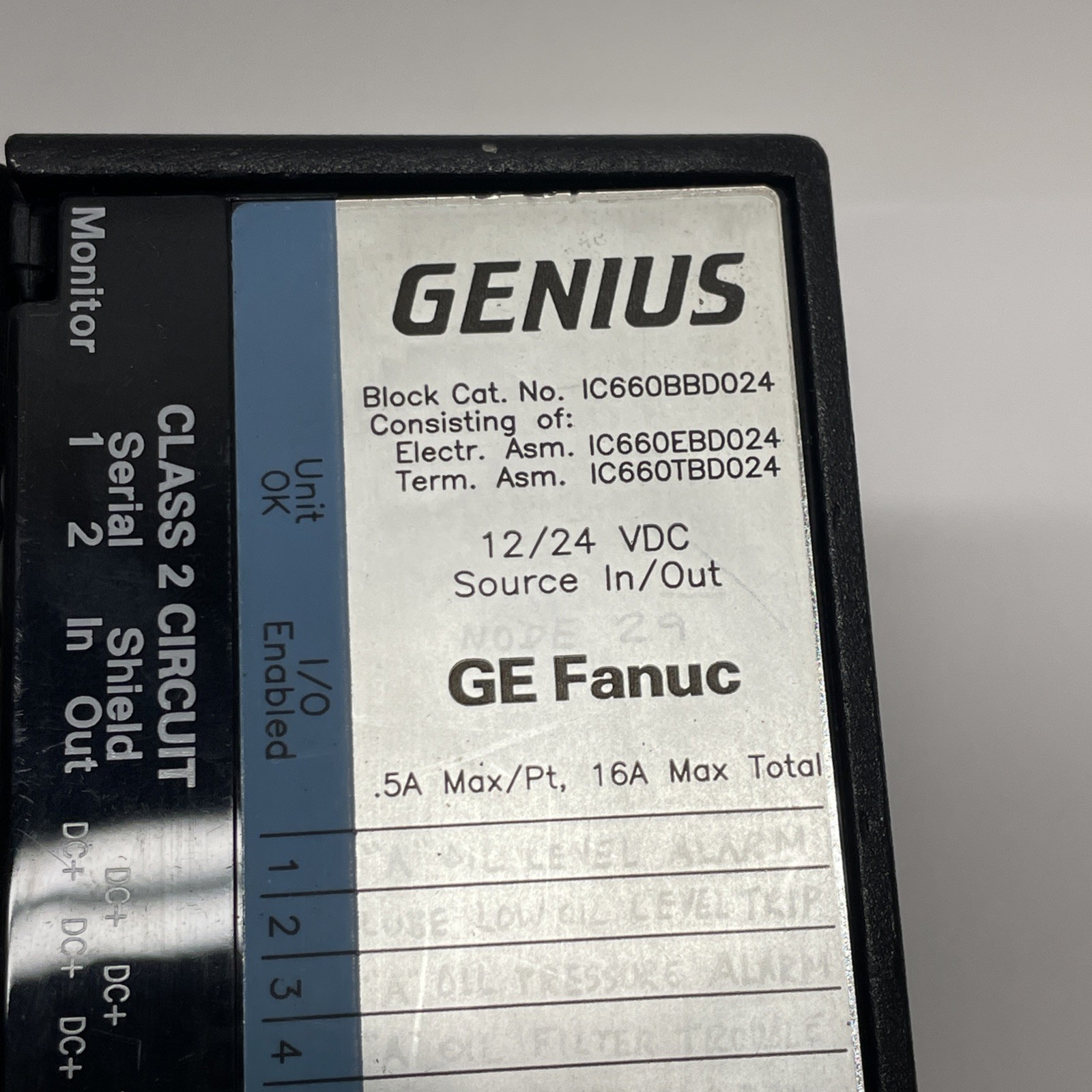 GE Fanuc IC660BBD024 I/O Block Assembly 32-Circuit 12-24VDC